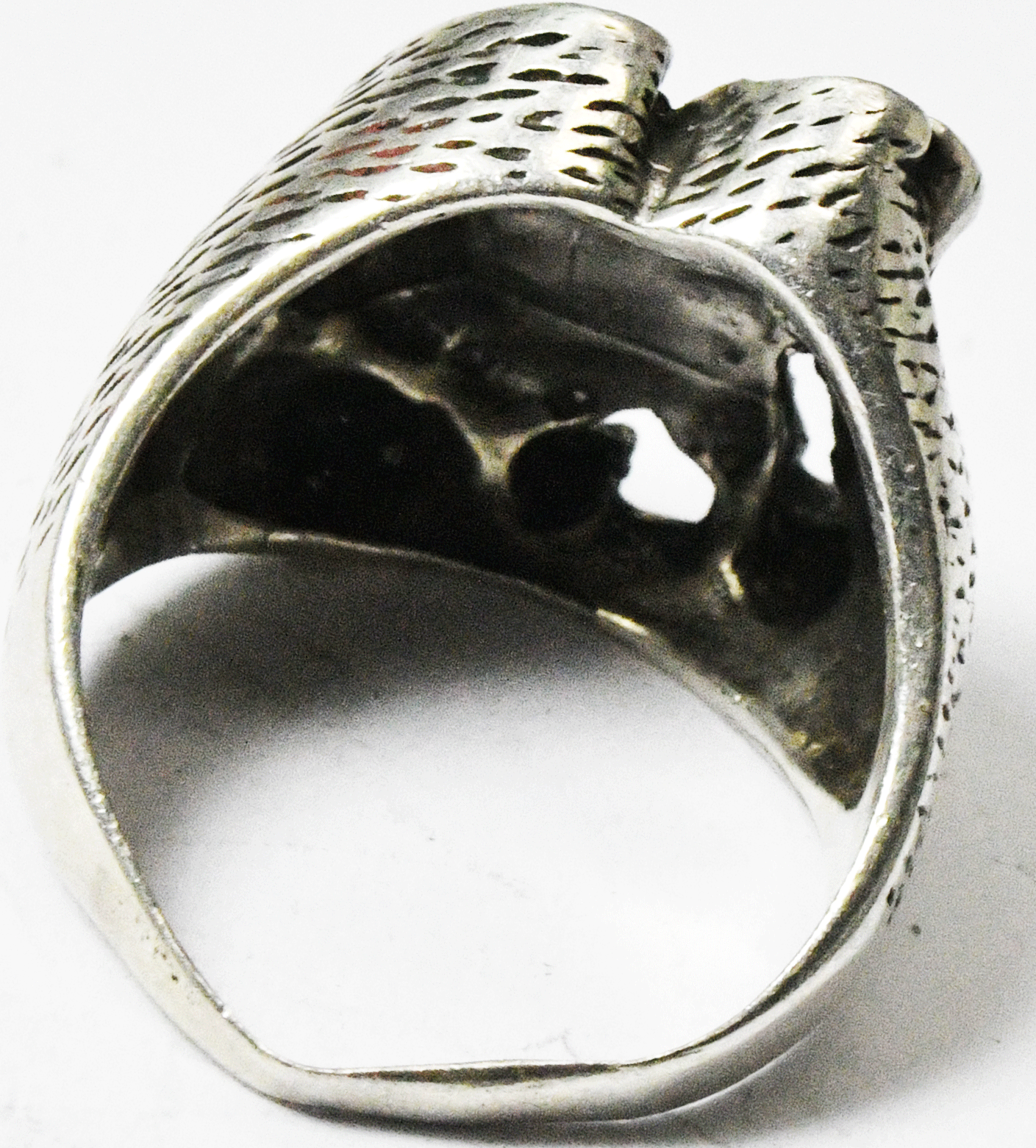 Sterling Silver Horse Head Diamond Cut Ring 18mm Size 9-1/4
