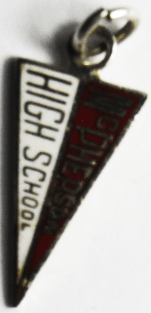 Sterling McPherson High School Kansas Red Enamel Pennant Charm 19mm x 9mm
