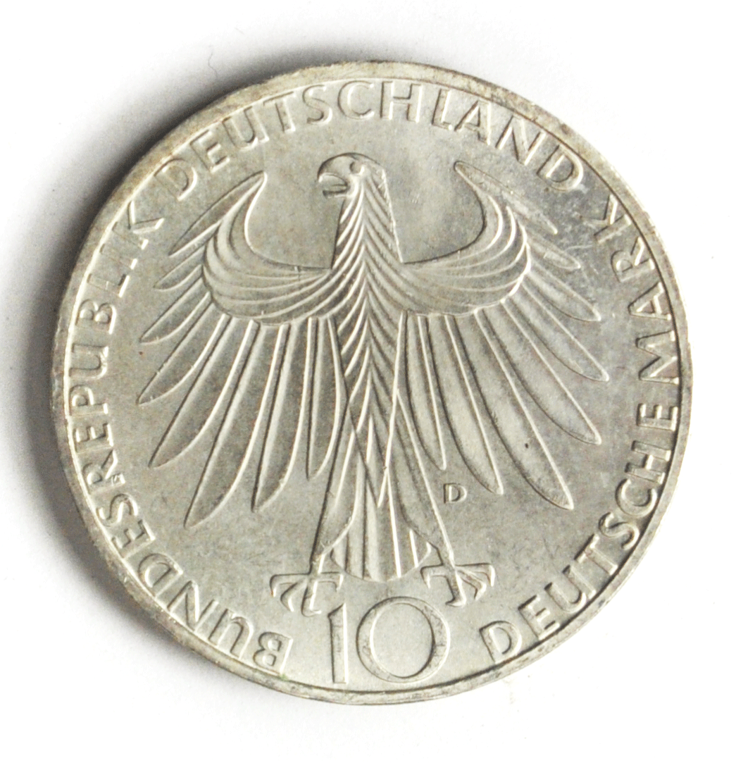 1972 D Germany Federal Republic 10 Ten Mark Silver Coin KM# 132