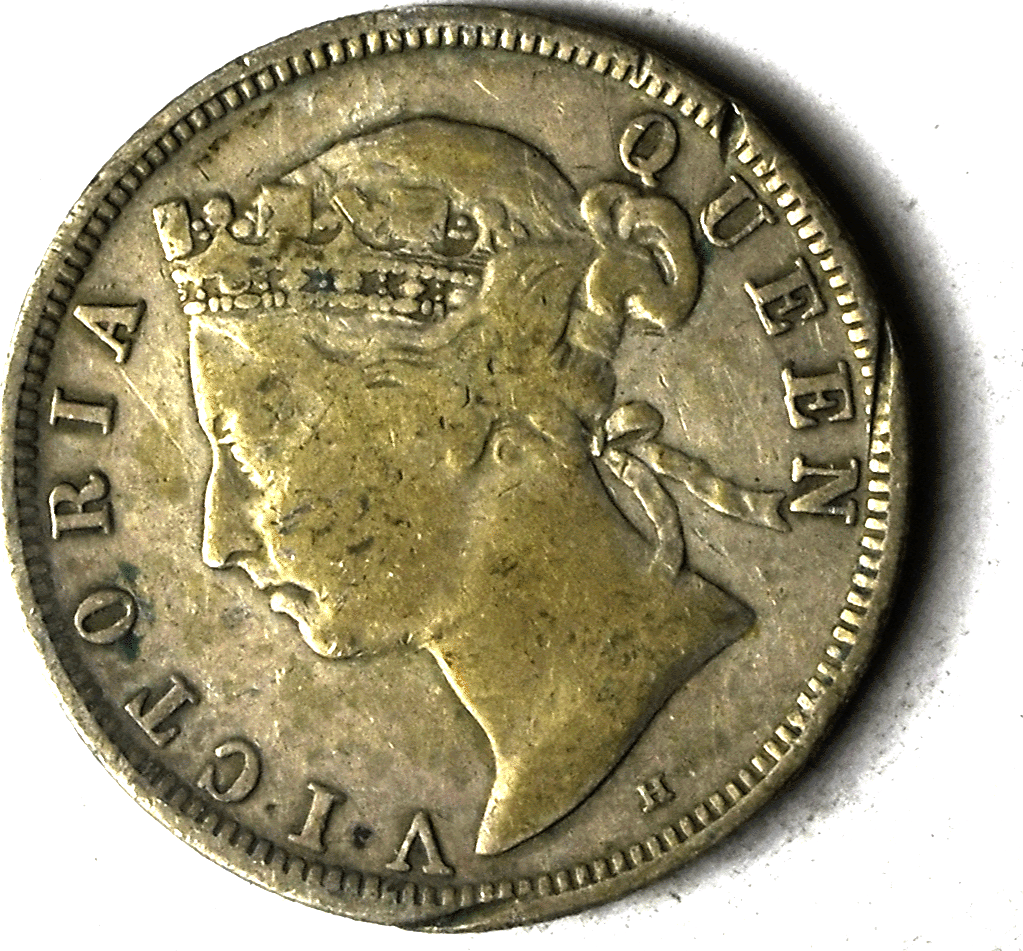 1890 20c Straits Settlements Twenty Cents Silver Coin KM#12