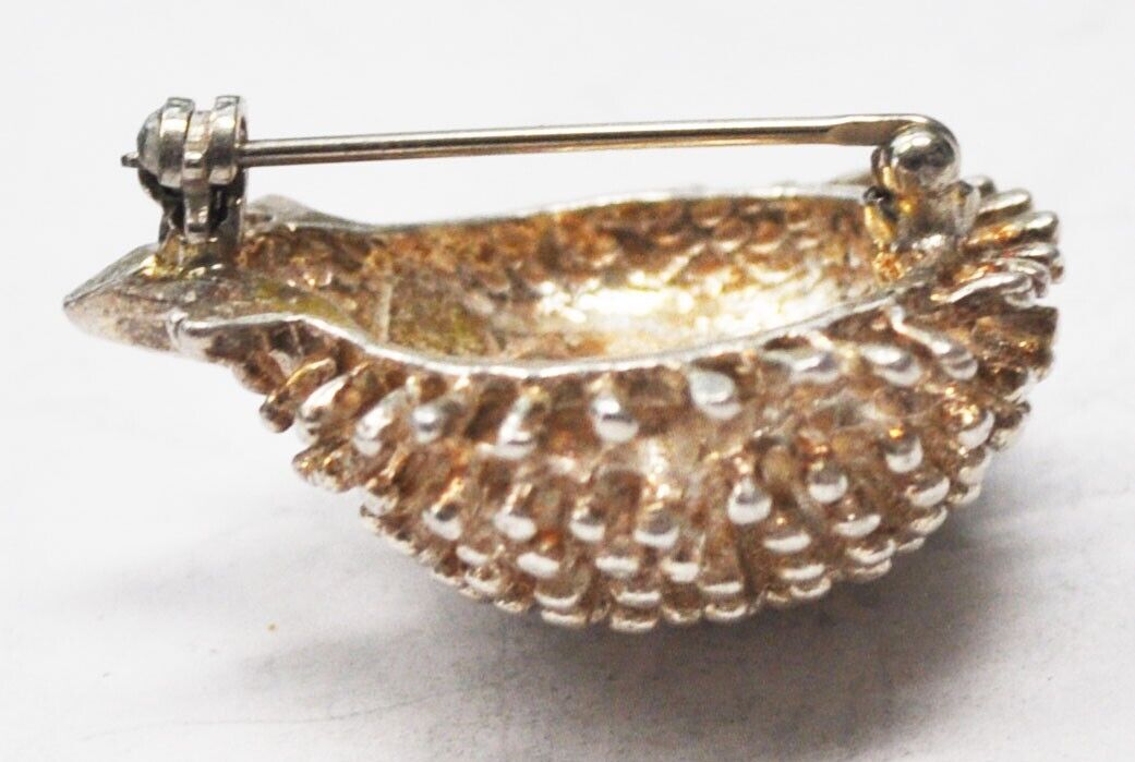 Sterling Silver Mexico Porcupine Spiked Brooch Pin 32mm