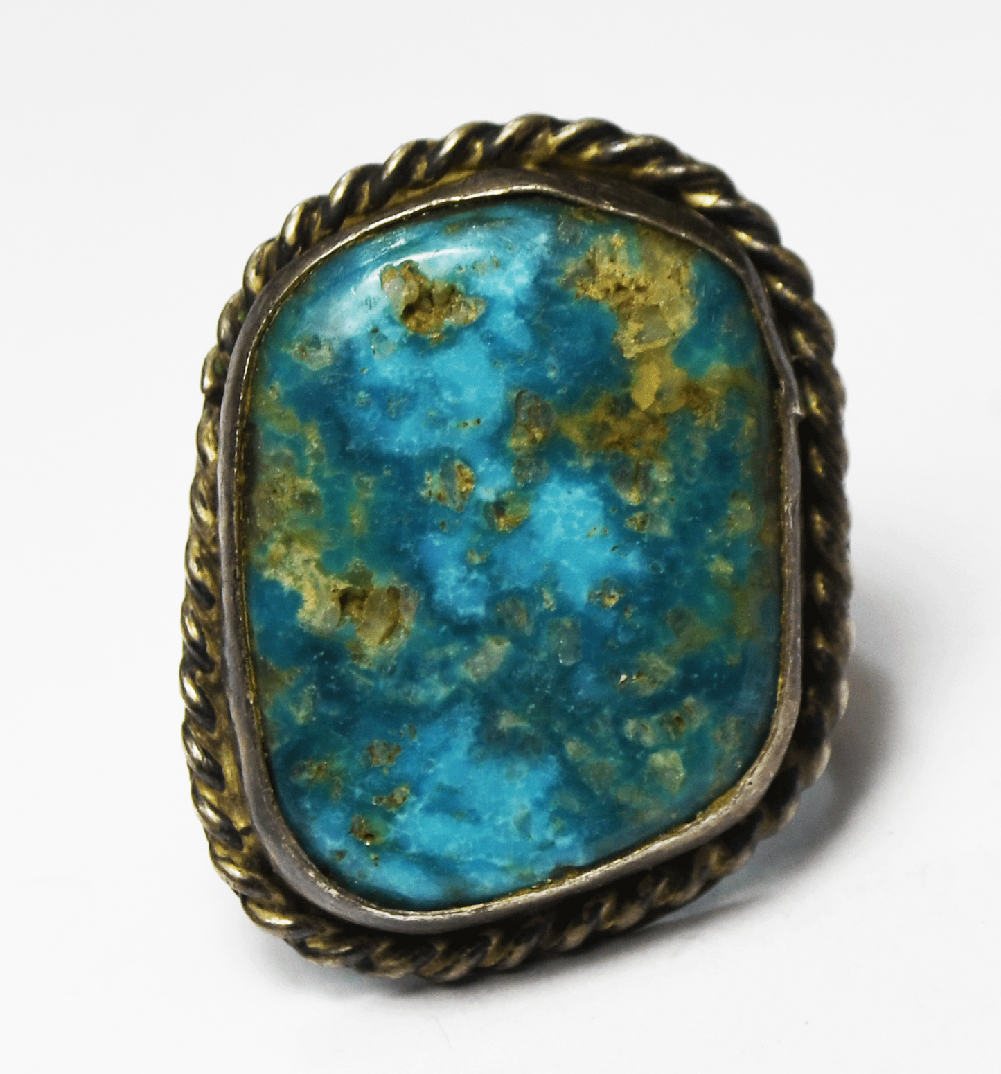 Sterling Silver Vivid Blue Turquoise Ring 28mm Size 7