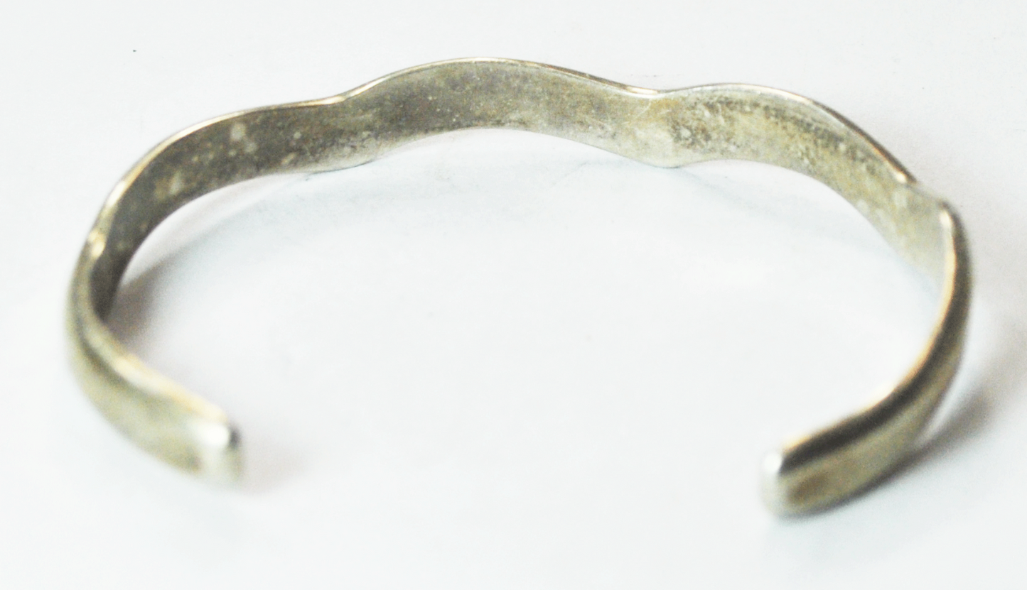 Sterling Silver Mexico Zigzag Wave Bracelet 6mm Cuff 7" Wrist