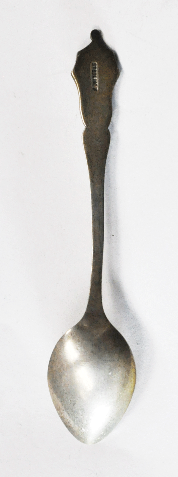 Sterling Silver Bannff Guilloche Enamel Souvenir Salt Spoon 3-5/8"