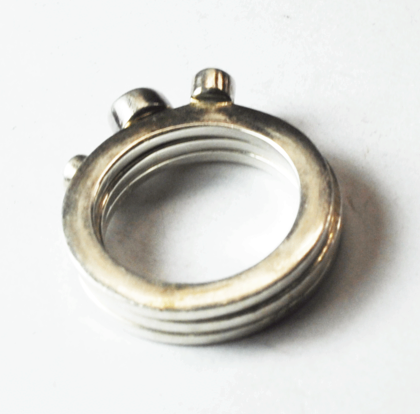 Sterling Silver 3 Three Ring Stackable Set Red & Purple CZ 5mm Size 6.5