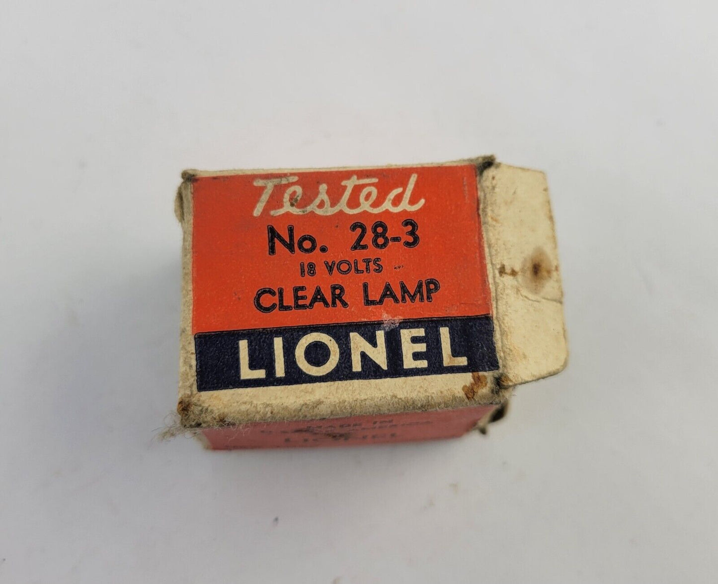 Post War LIONEL O Scale Bulb In Original Box # 28-3 Red Light 18 Volt Untested