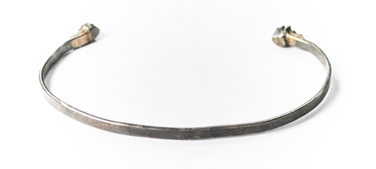 Sterling Silver Jamaica TK WJ 3mm Cuff Bracelet Dot Ends 5-3/8"