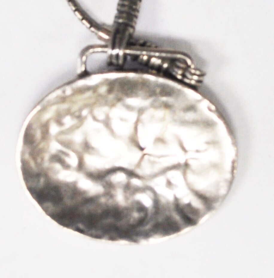 Sterling Silver Hammered Oval Pendant 30mm x 27mm 16.5"