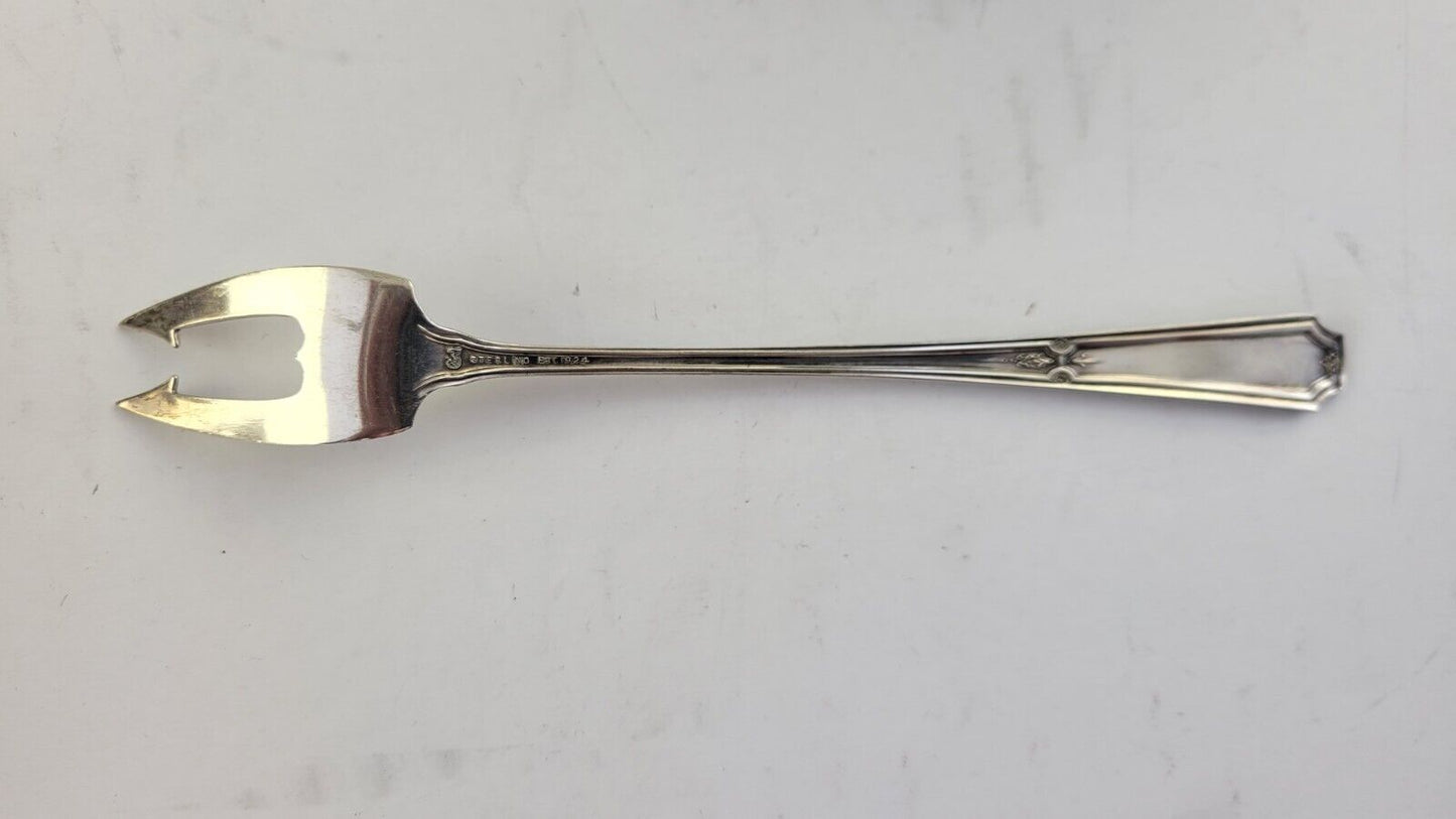 Louis XIV By Towle Sterling Silver Pickle/Olive Fork 2-Tine with Barbs 6 1/4"