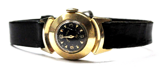 Lady Elgin Black Knight Fancy Lugs Gold Filled Wristwatch Not Running 18mm