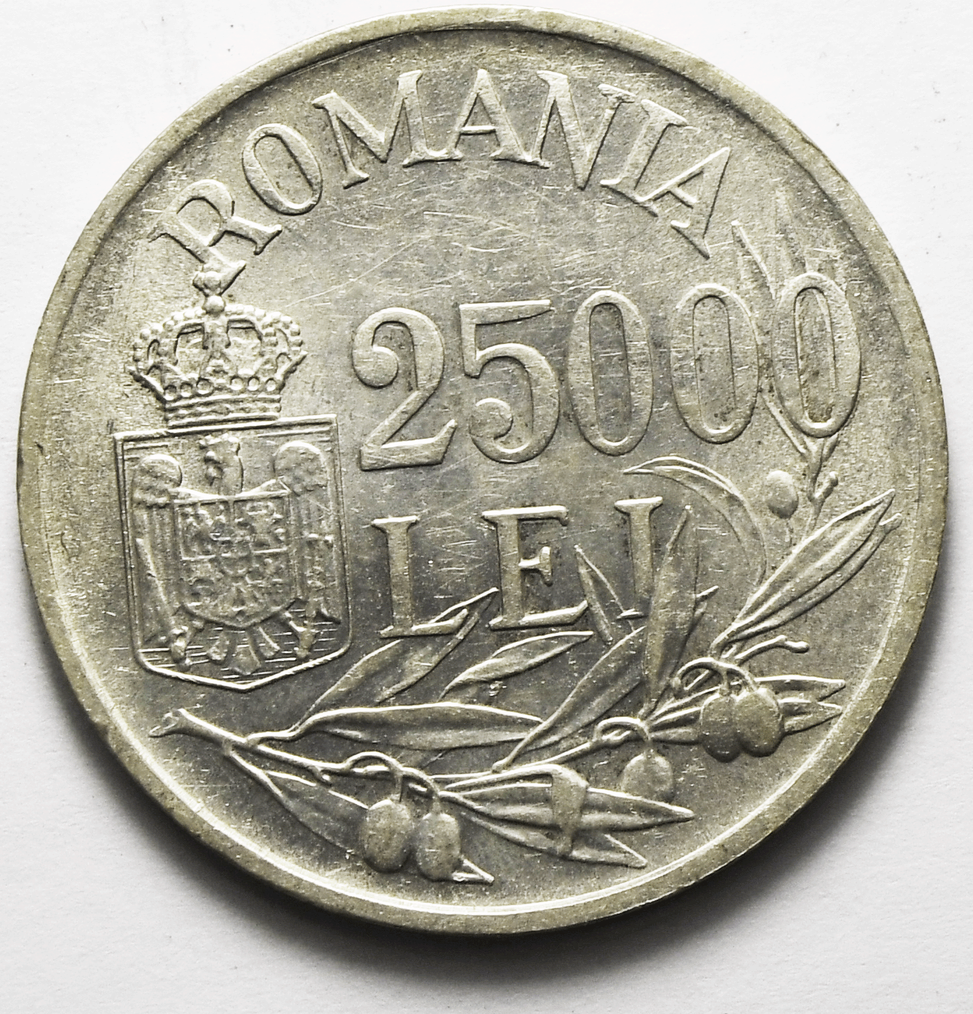 1946 Romania 25000 Lei Silver Coin KM# 70