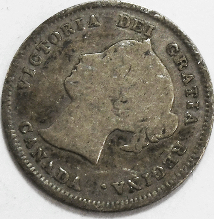 1900 Canada 5c Silver Five Cents KM# 2 Round 0's