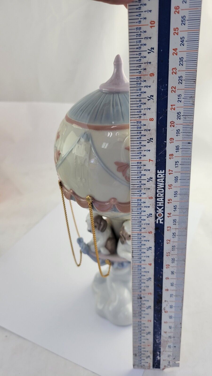 1997 Lladro #6524 “Up And Away” With Puppies Figurine Spain Hot Air Balloon