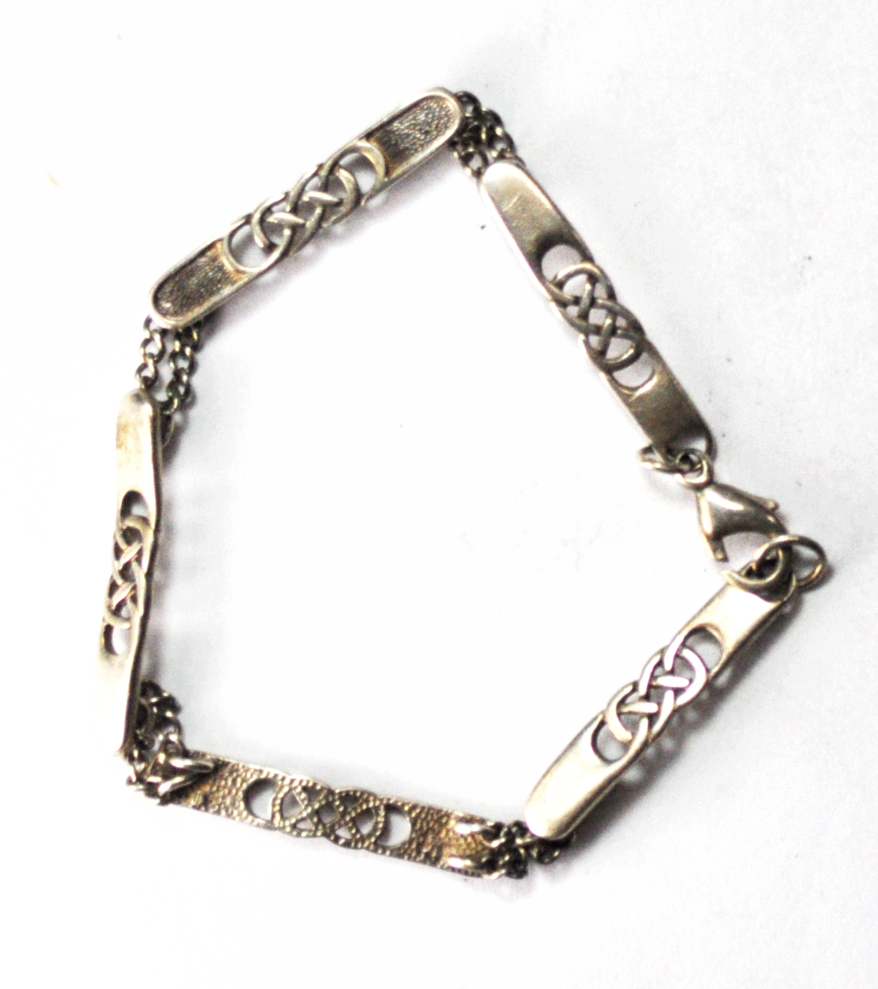 Sterling Silver MG Cross Hatch Woven Link 5mm Bracelet 7-1/4" 925 Scales