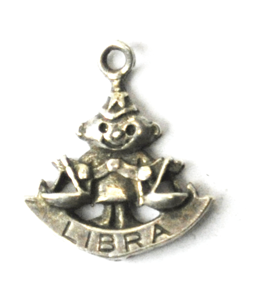 Vintage Sterling Silver Maisels Libra Zodiac Astrology Charm Pendant 18mm