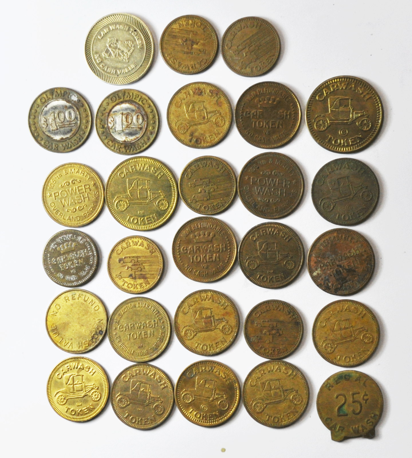 28 Car Wash Tokens Satisfaction Guarantee of Double Dirt Olympic Regal Metcalf