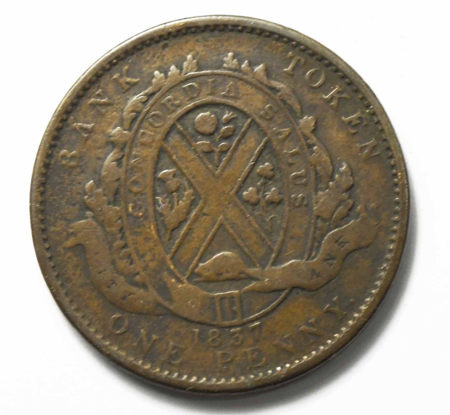 1837 City Bank Canada 2 Sou Penny Token