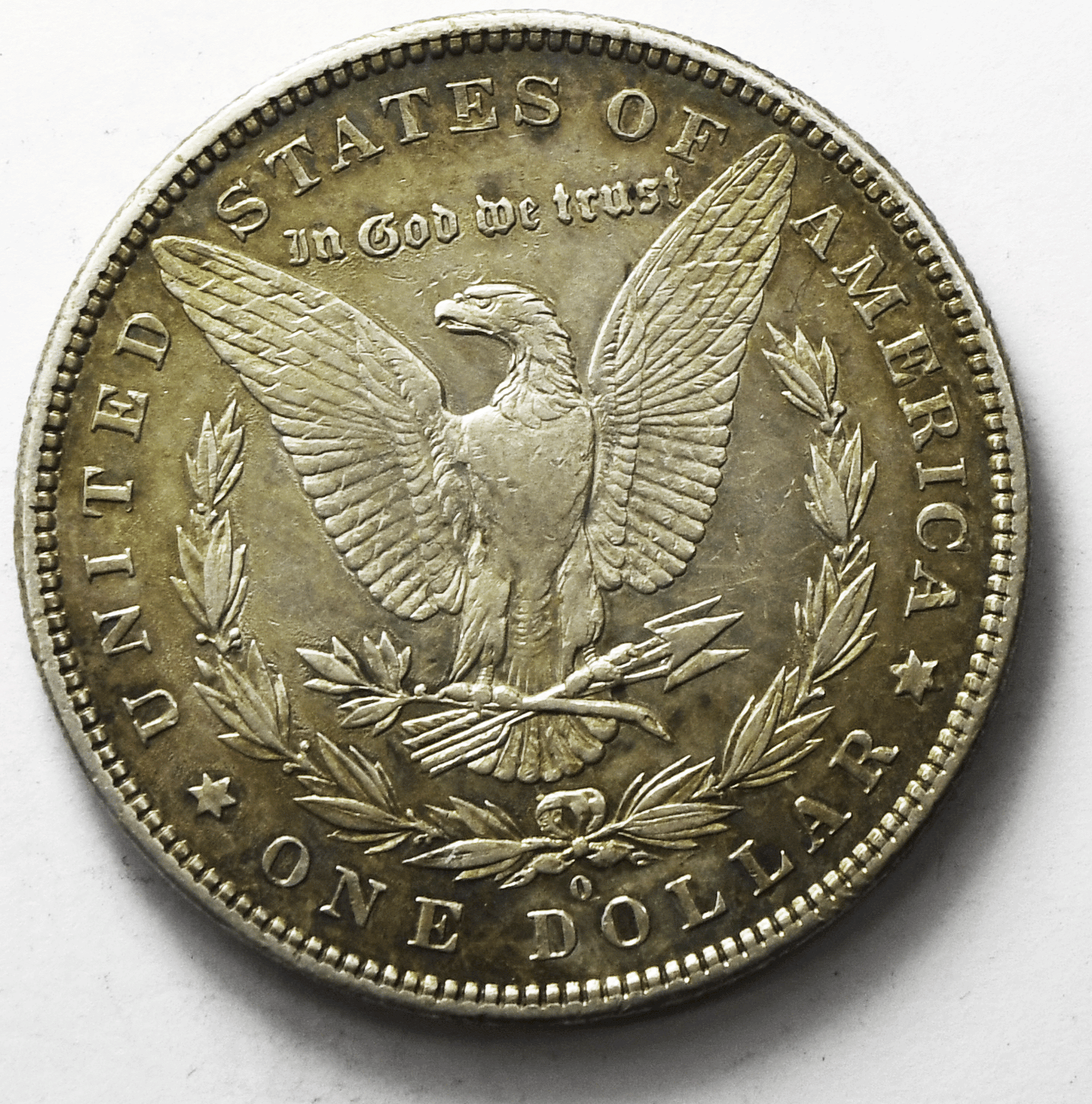 1880 O $1 Morgan Silver One Dollar US Coin New Orleans Buffed Reverse