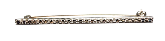 Sterling Silver Marcasite Straight Bar Brooch Pin 61mm x 2mm