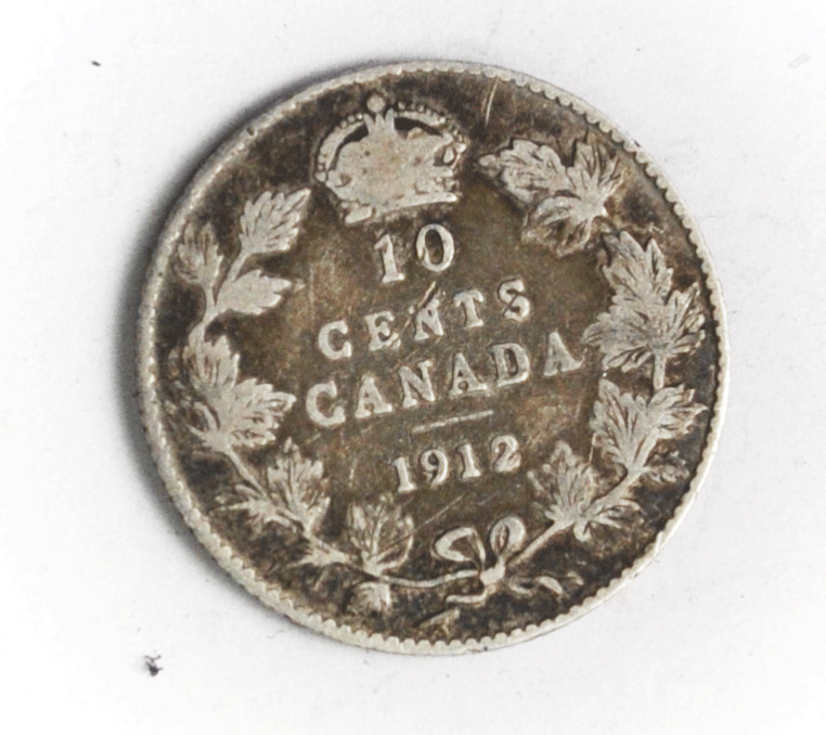 1912 Canada 10 Five Ten Cents Silver Dime KM# 22