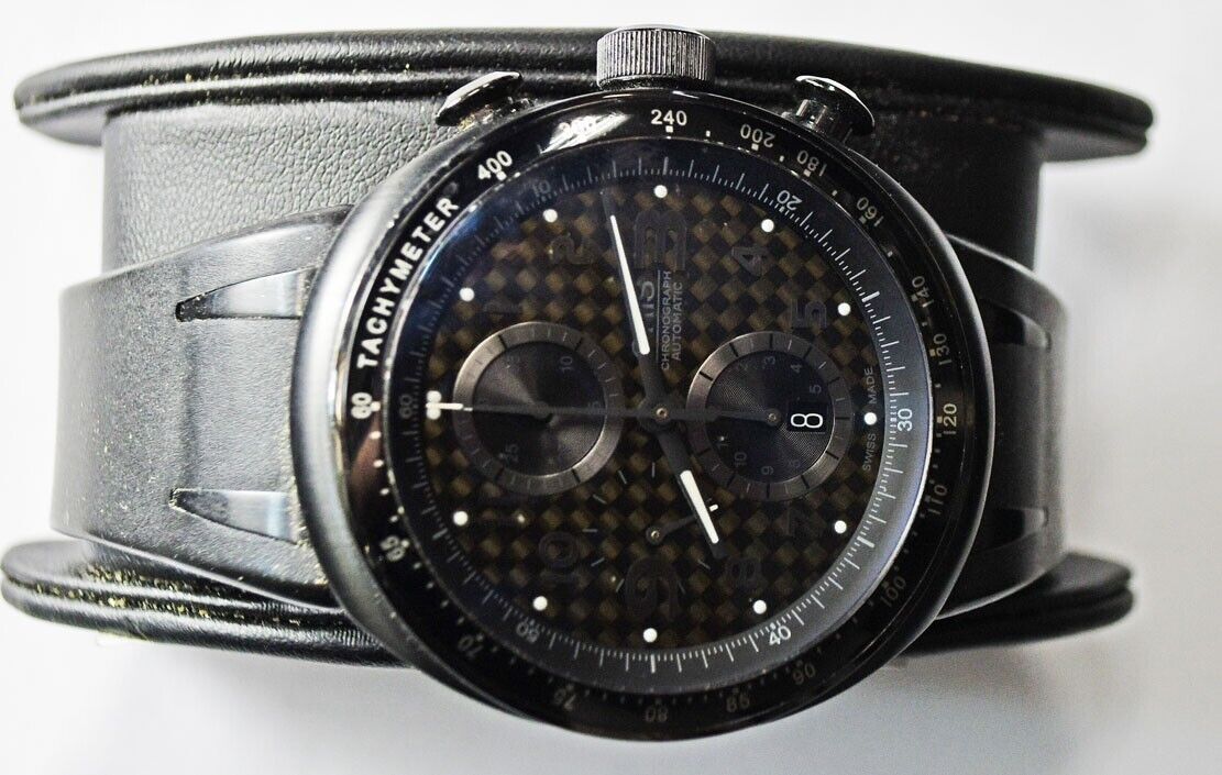 Men's Oris 7611 Checkerboard Dial Titanium Chronograph Skeleton 45mm Wristwatch