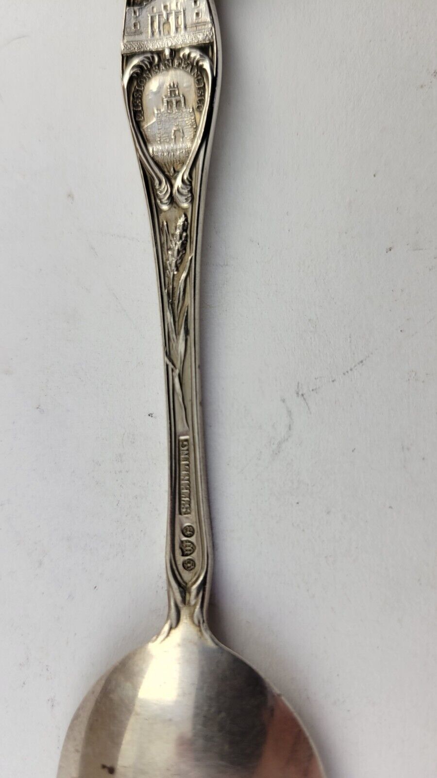 Sterling Texas Alamo State Capital San Jose Cattle .52oz Souvenir Spoon 5 1/2"