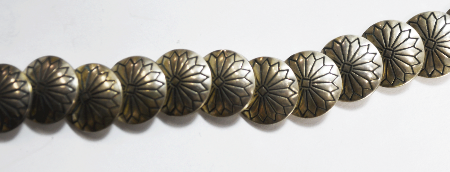 Sterling Silver Graduated Handmade Bead Disc Rays 21.5" Necklace 8-30mm