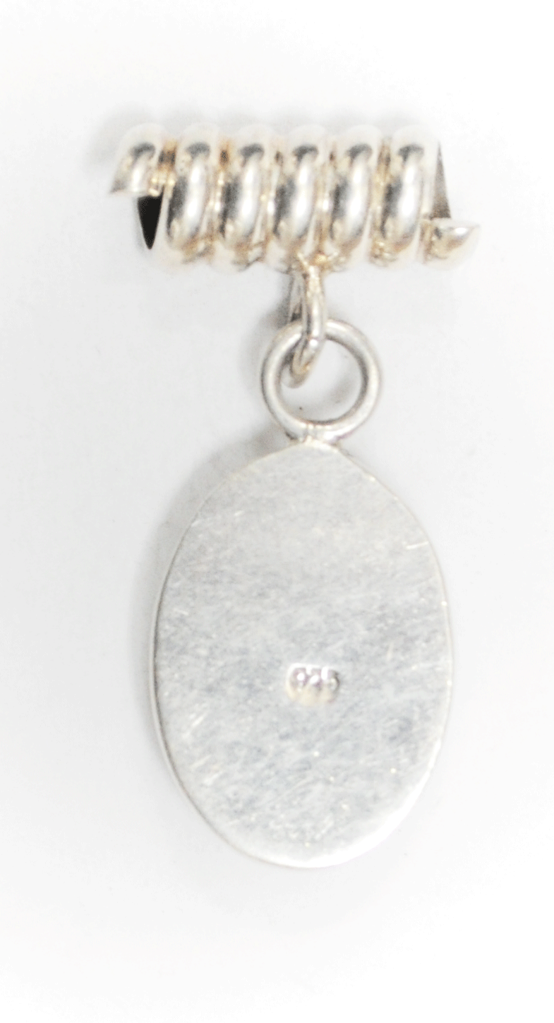 Sterling Silver Oval White Mother Pearl MOP 22mm Wide Bale Pendant Slide1-3/4"
