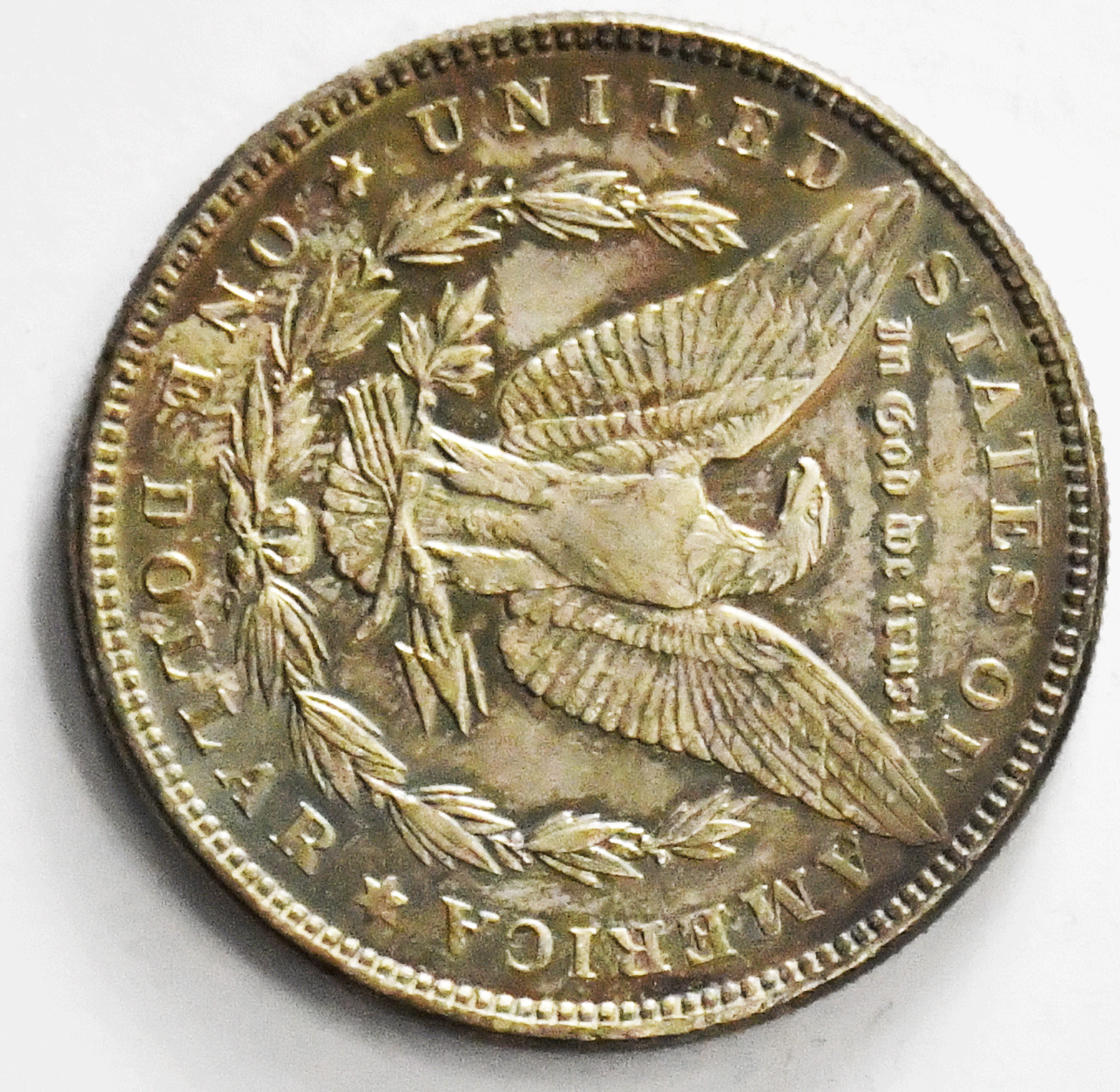 1887 $1 Morgan Silver One Dollar Philadelphia Toned Light Rainbow