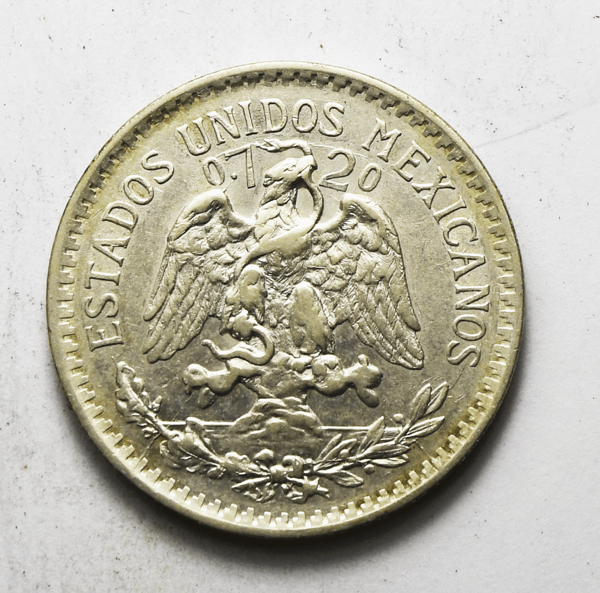 1919 Mexico Estados Unidos Mexicanos 50 Centavos KM# 447 Clashed AU