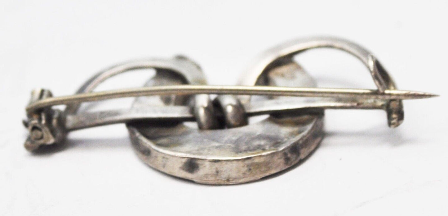 Antique Victorian Sterling Silver Horseshoe Rope Luck Brooch Pin 43mm x 23mm