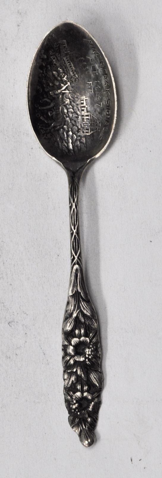 Sterling Pikes Peak Signal Station Souvenir Spoon Demitasse 3-1/2" 14,147ft
