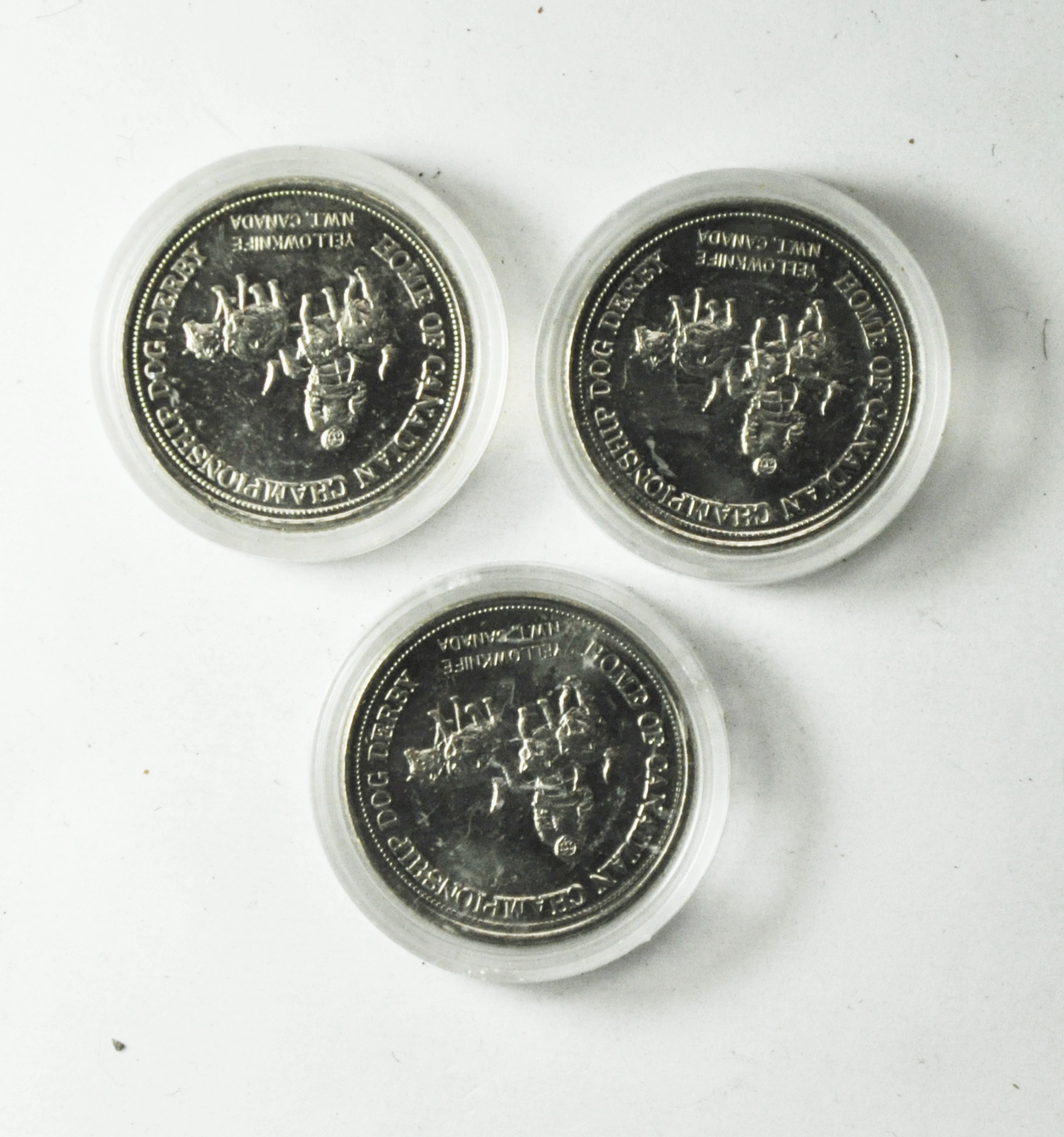 1983 84 & 86 $1 Canada Trade Dollars 34mm Caribou Carnival Dog Derby