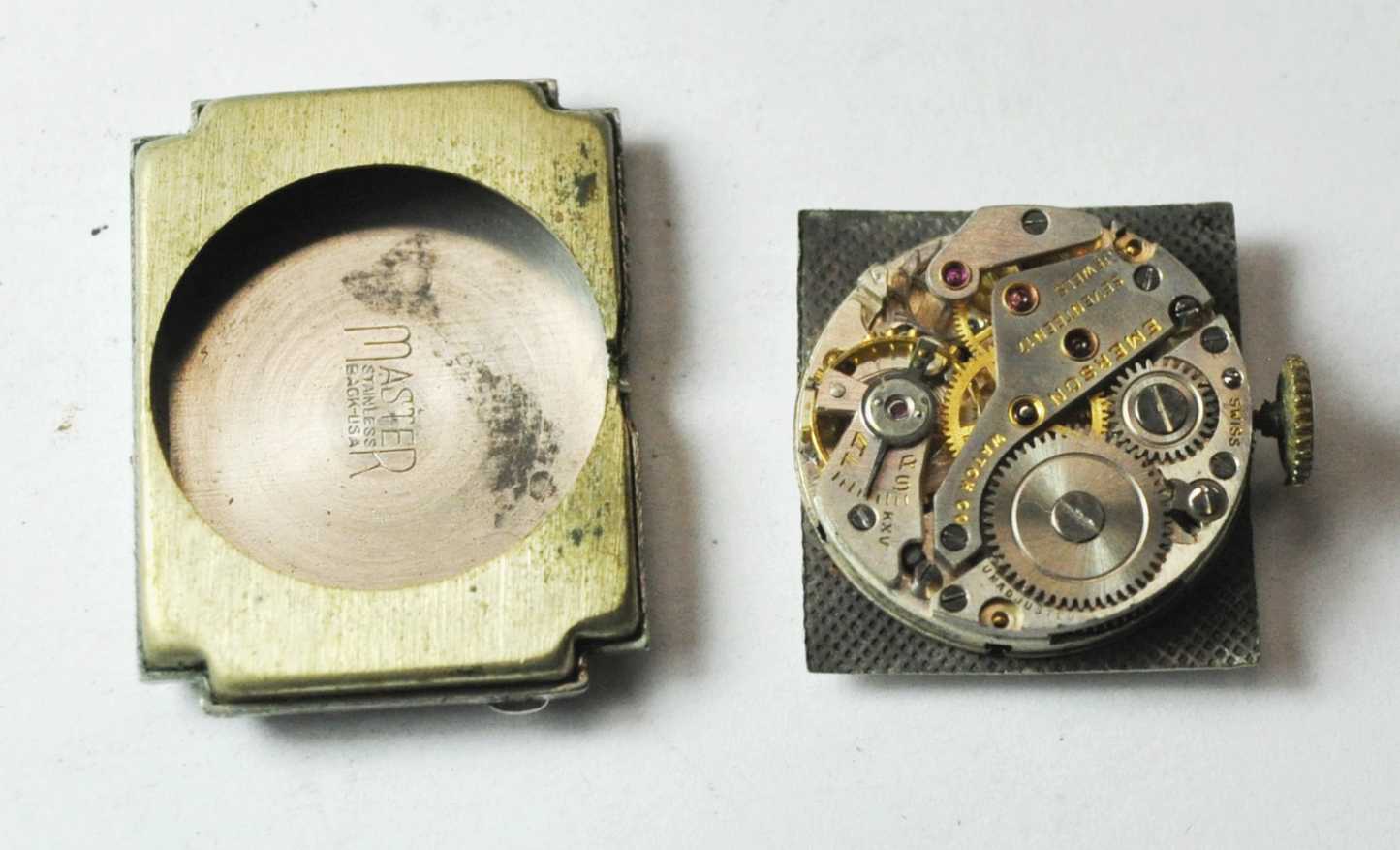 Vintage John F Paduch Emerson Swiss 7J Wristwatch 21mm Not Running Red Markers