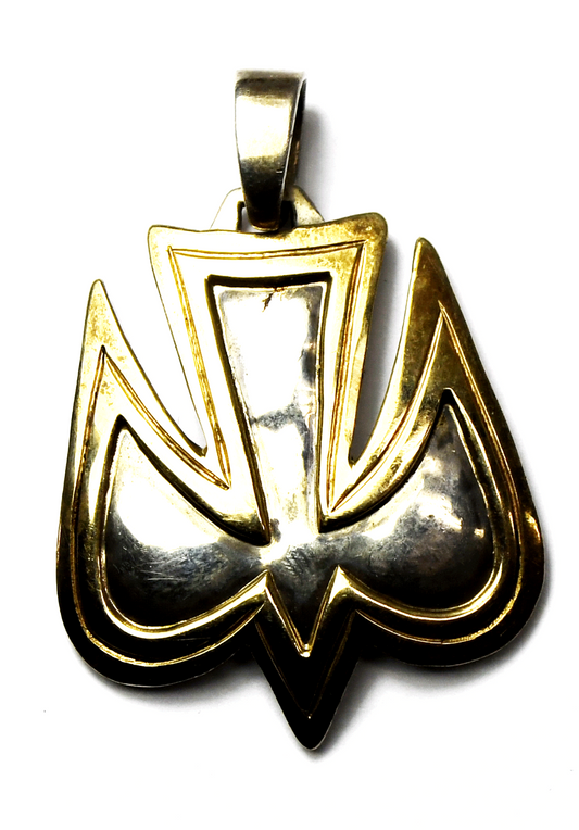 Sterling Silver JC 14k Two Tone Dove Hammered Pendant 42mm x 30mm