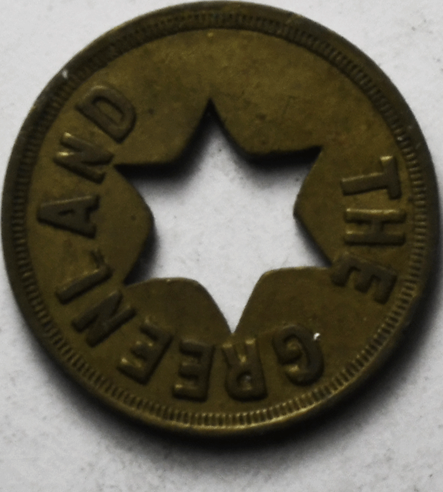 The Greenland Billiards 5c Trade Token Seattle Washington 22mm Star Cutout