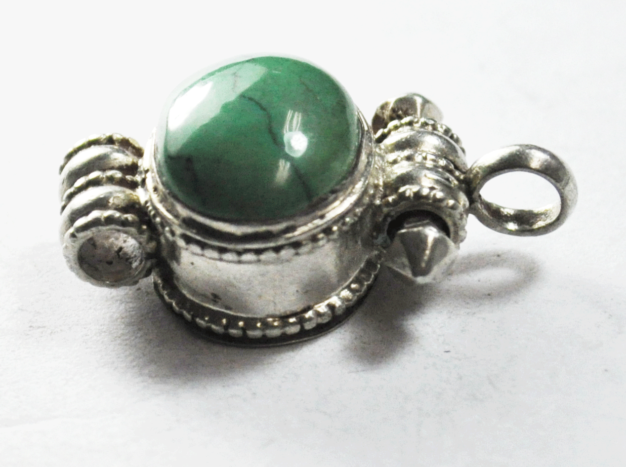 Sterling Silver Green Blue Oval Turquoise Pendant 27mm x 15mm