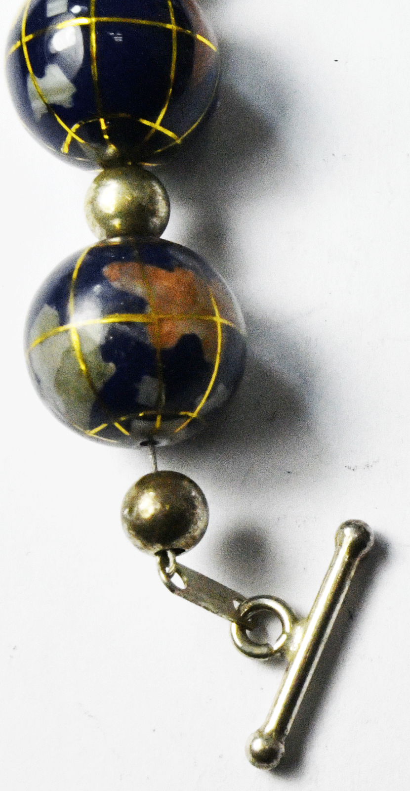 Sterling Silver Jordan Colorful Globe Toggle Bracelet 16mm 8"