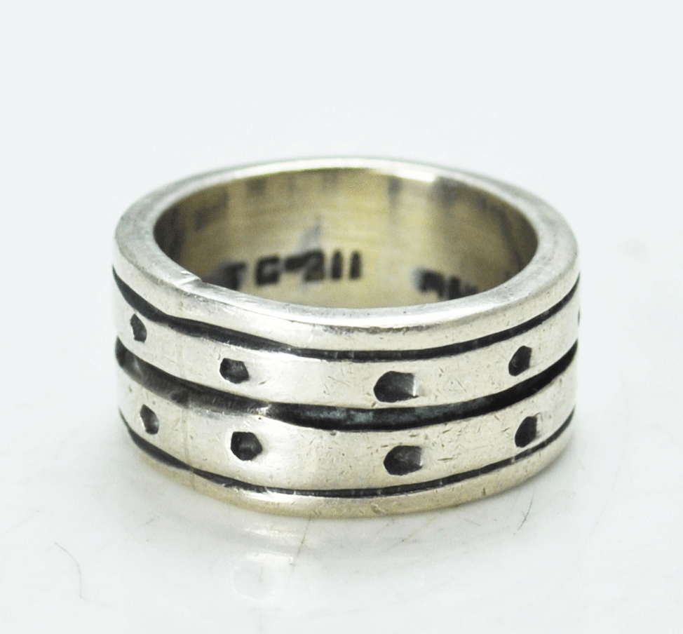 Sterling Silver Mexico TC-211 Dot Stripe Eternity Band 9mm Size 5-3/4