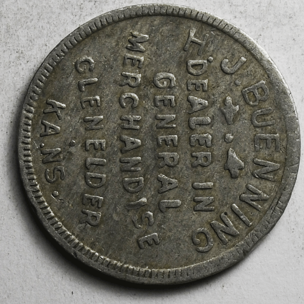 J Buenning General Store Glen Elder Kansas Trade Token 25c