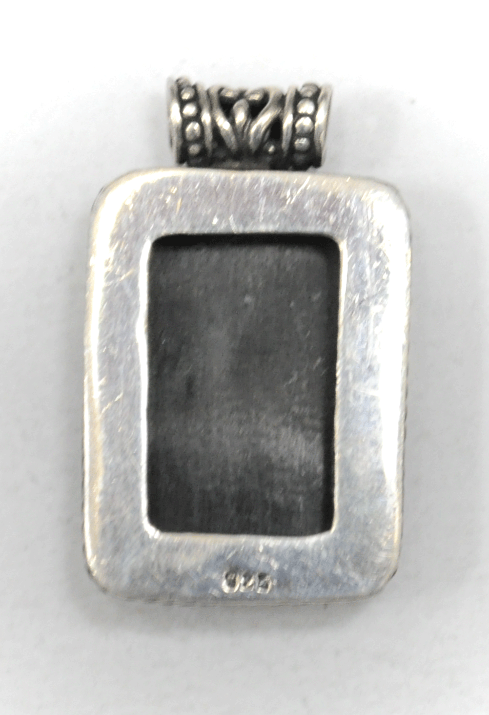 Sterling Dark Brown Stalk Floral Leaf Plant Vine Enamel Pendant 19mm x 31mm