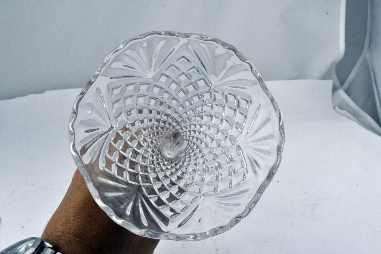 Vintage Molded Glass Fluted Footed Bud Vase 8 1/2" Tall