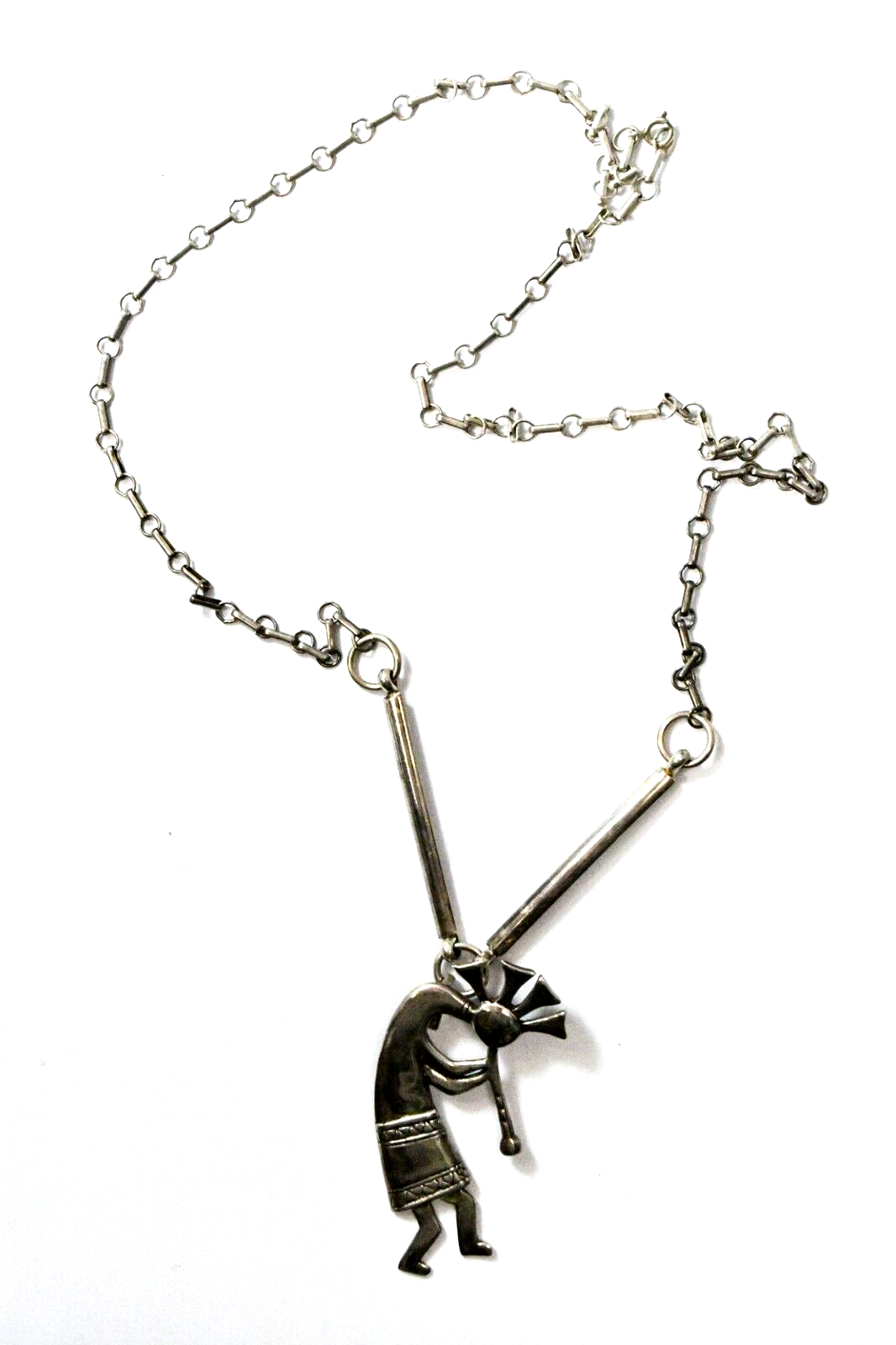 Sterling Silver JA 68mm Kokopelli Pendant 4mm Bar 5mm Necklace 29"