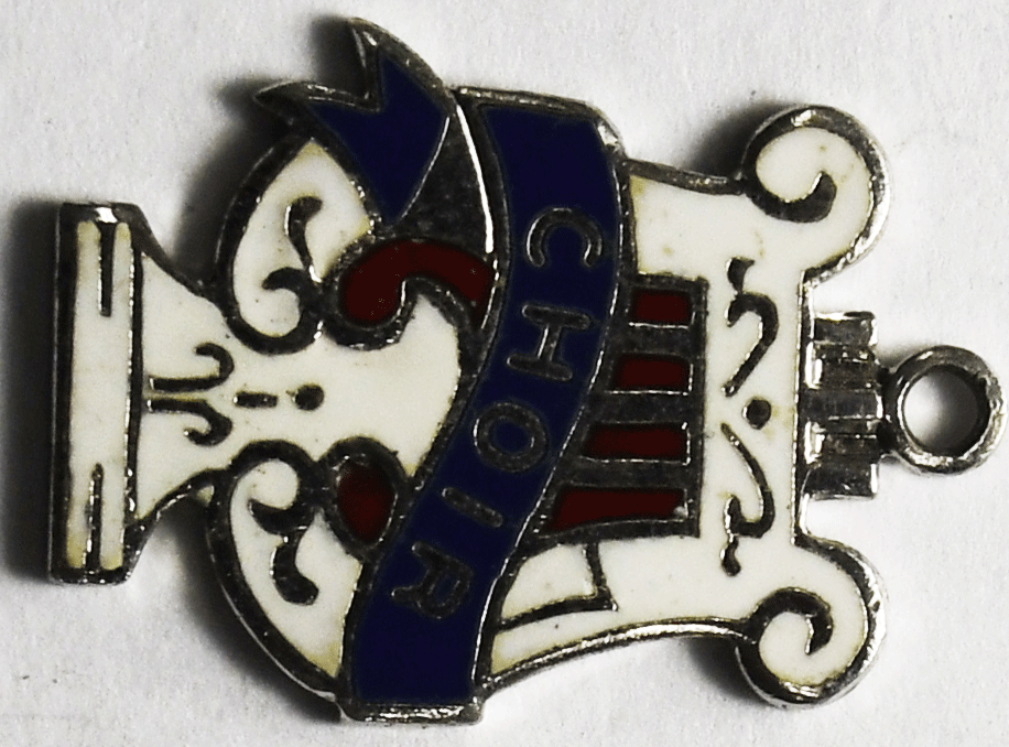 Sterling Silver Griffith Enamel Choir Harp Charm 19mm x 14mm Red White Blue