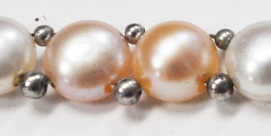 Sterling Silver Round Disc Pearl Multi Color Necklace 8mm 18"