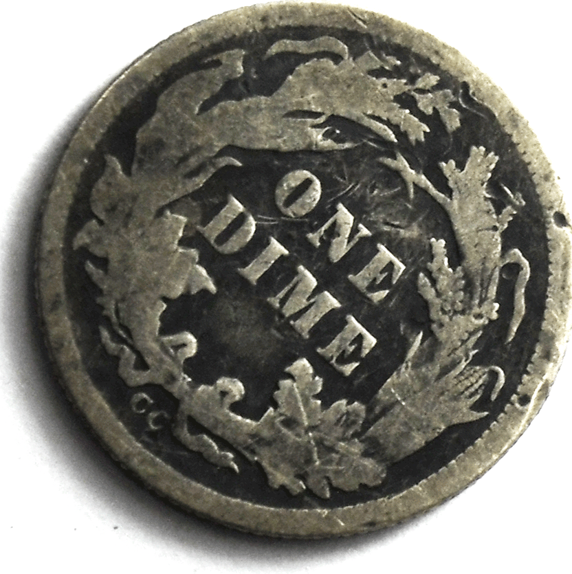 1877 CC 10c Seated Silver Dime Ten Cents Carson City