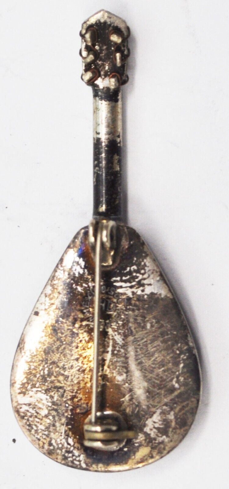 Sterling Silver HD Guitar Brooch Pin 55mm x 23mm