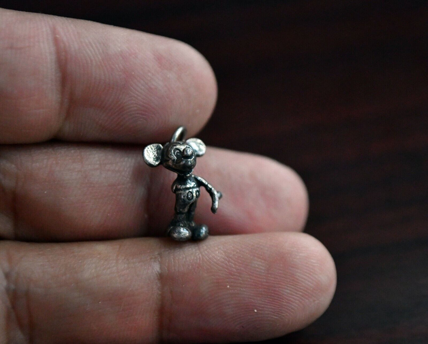 Vintage Signed Mickey Mouse Sterling Silver .925 Charm Pendant 5/8"