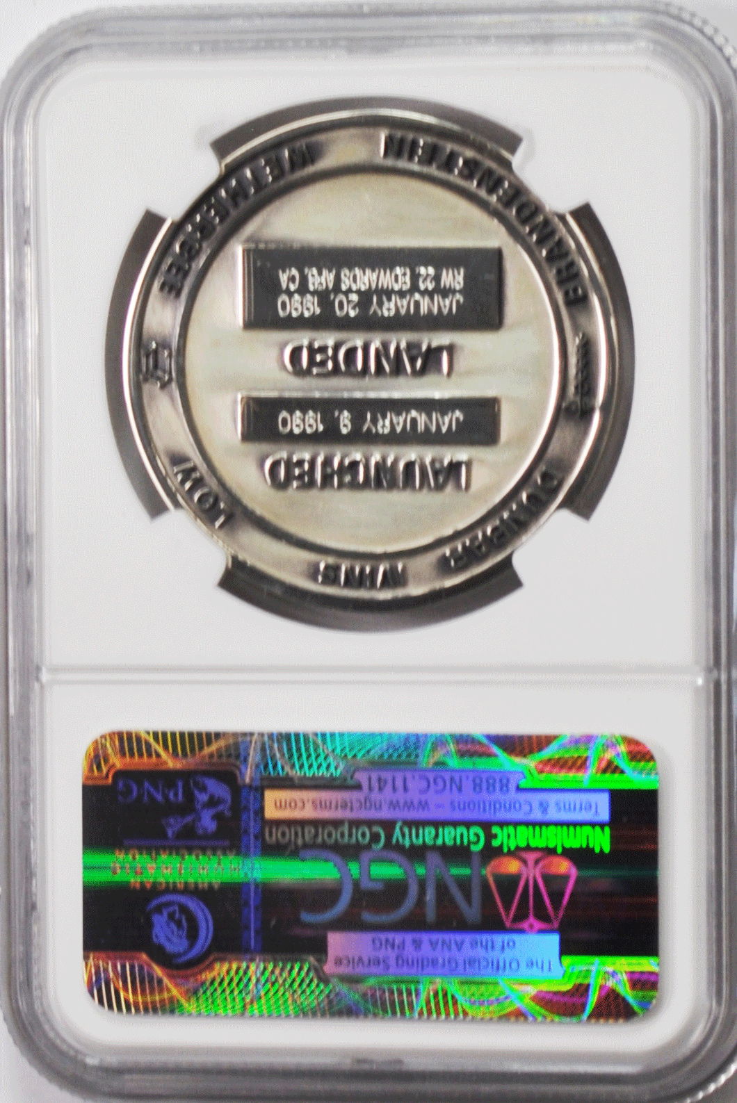 1990 STS-32 Robbins Silver Space Medal Unflown #130 NGC MS66 Columbia