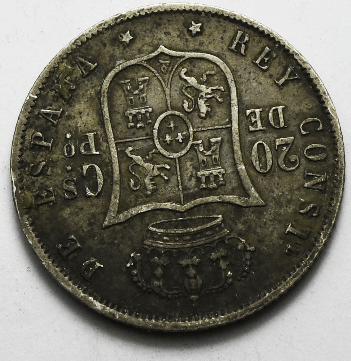 1883 Philippines 20 Twenty Centimos Silver Coin KM# 149